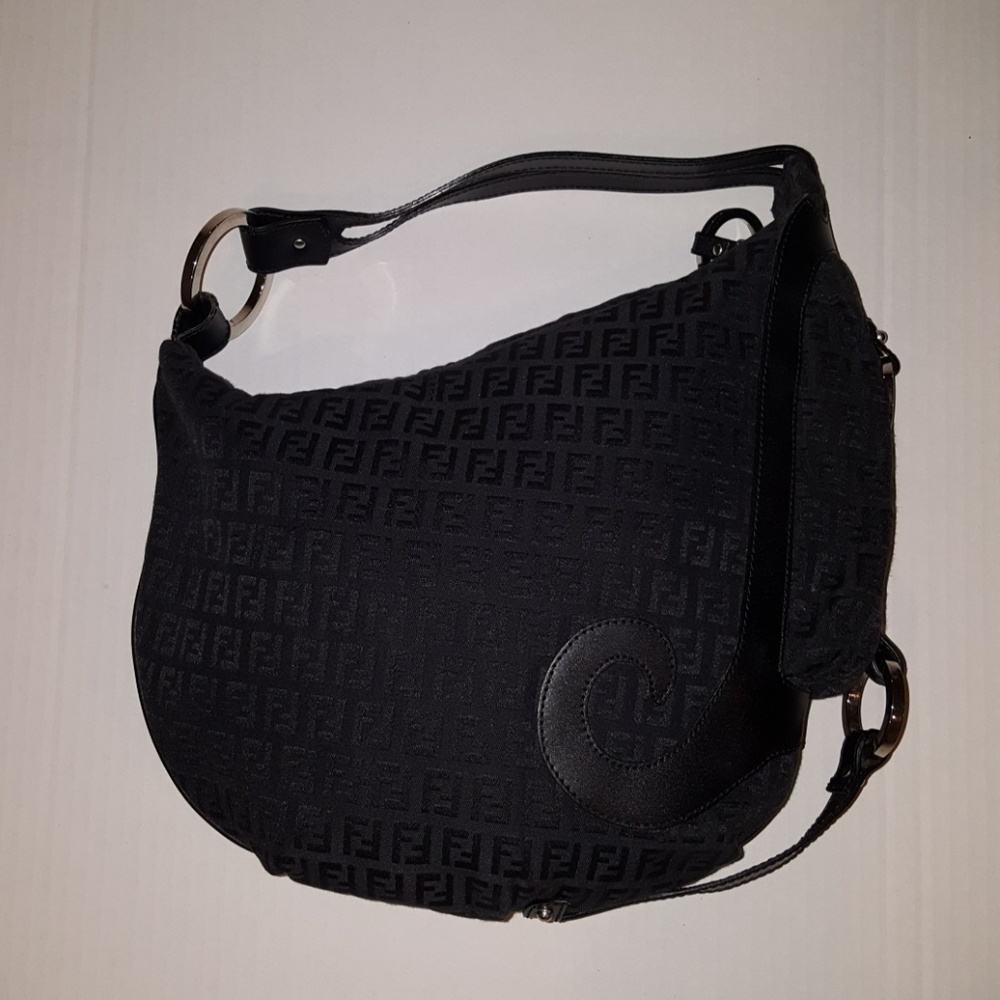 RARE Vintage Fendi Jacquard Monogram Logo Purse, Black on Black - PRICE FIRM